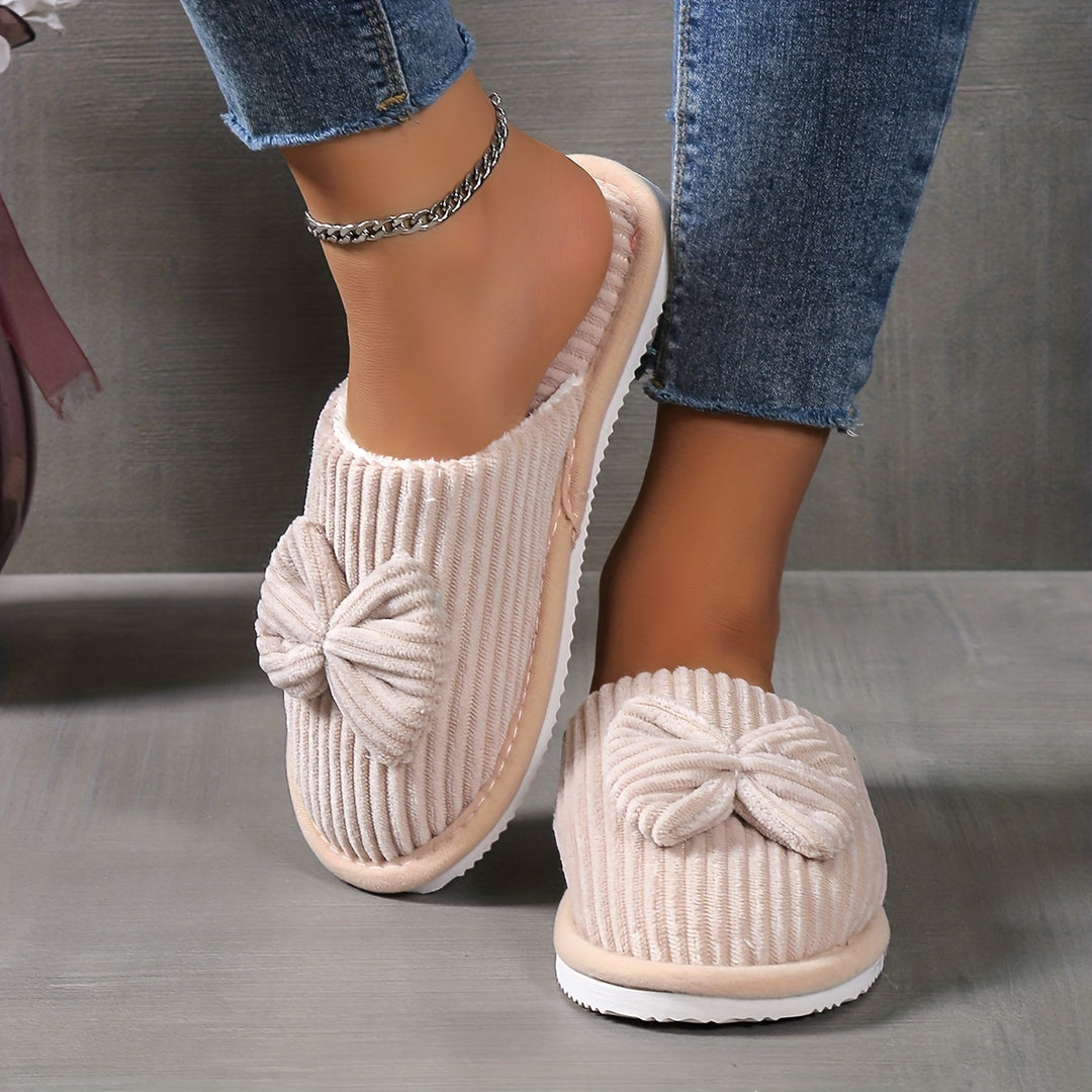 Elina | Bow-Detail Slip-On House Slippers