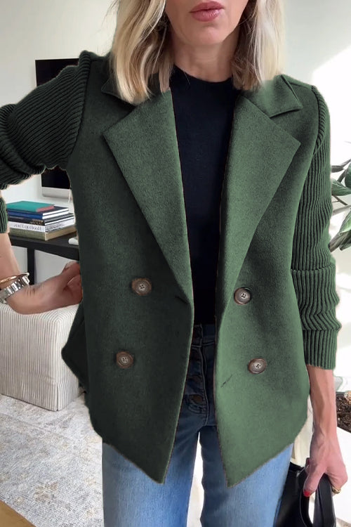 Sienna | Women's Double-Breasted Blazer with Knit Sleeves