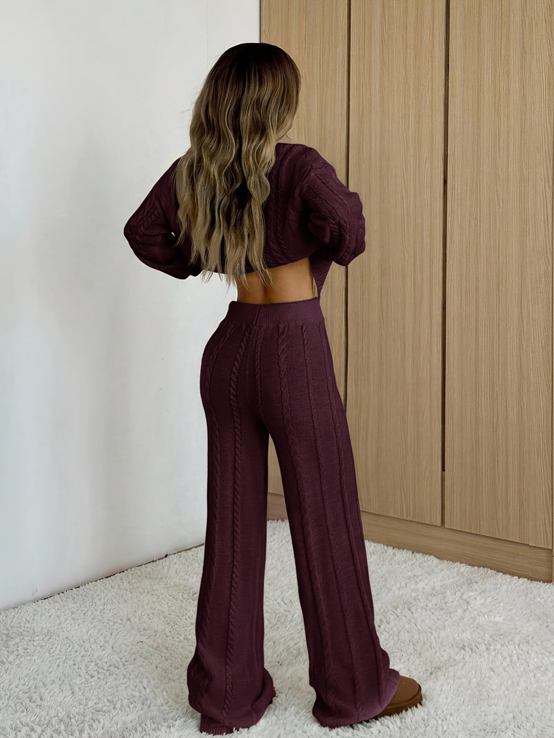 Celine | Cable Knit Two-Piece Trouser Set