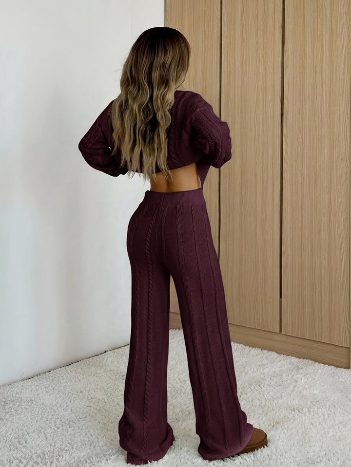 Celine | Cable Knit Two-Piece Trouser Set