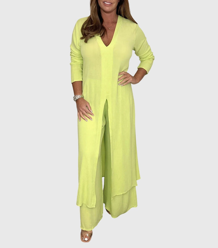 Noemi | Open-Front Cardigan & Wide-Leg Trouser Set