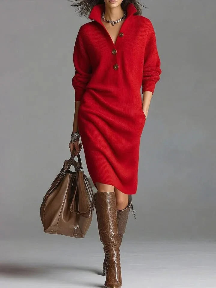 Sabina | Button-Front Coat-Style Midi Dress