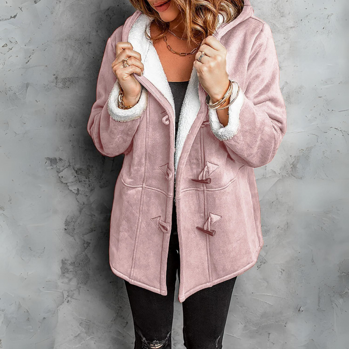 Penelope | Women’s Hooded Toggle Coat with Sherpa-Style Trim