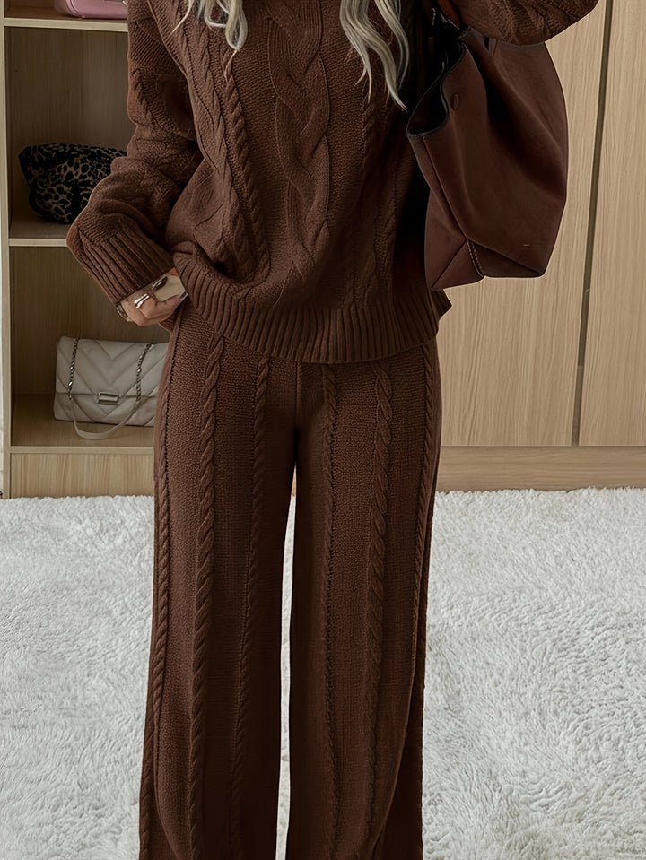 Celine | Cable Knit Two-Piece Trouser Set