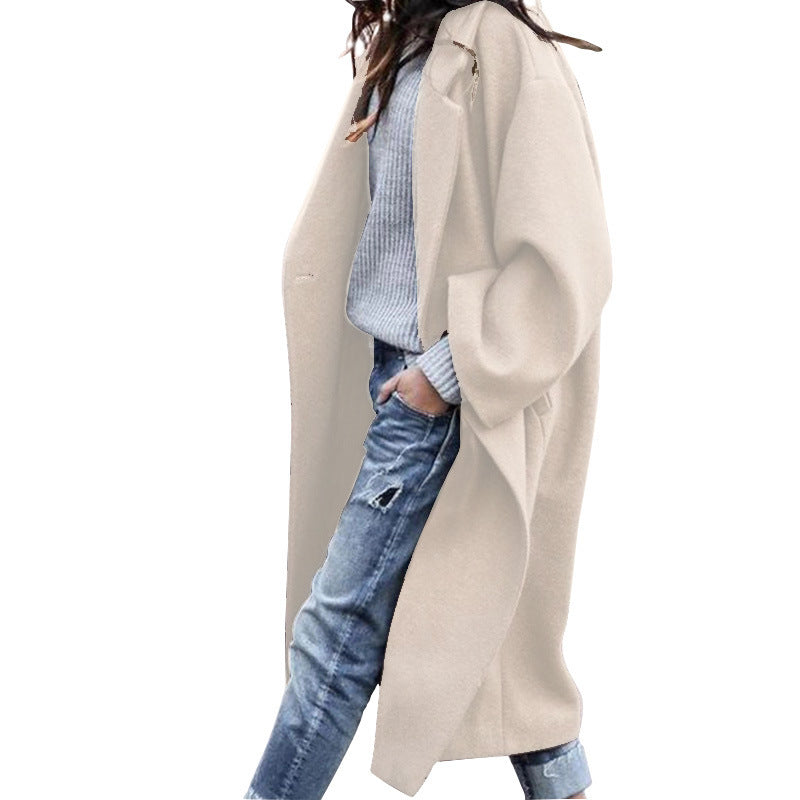 Ondine | Women's Long Single-Breasted Coat with Pockets