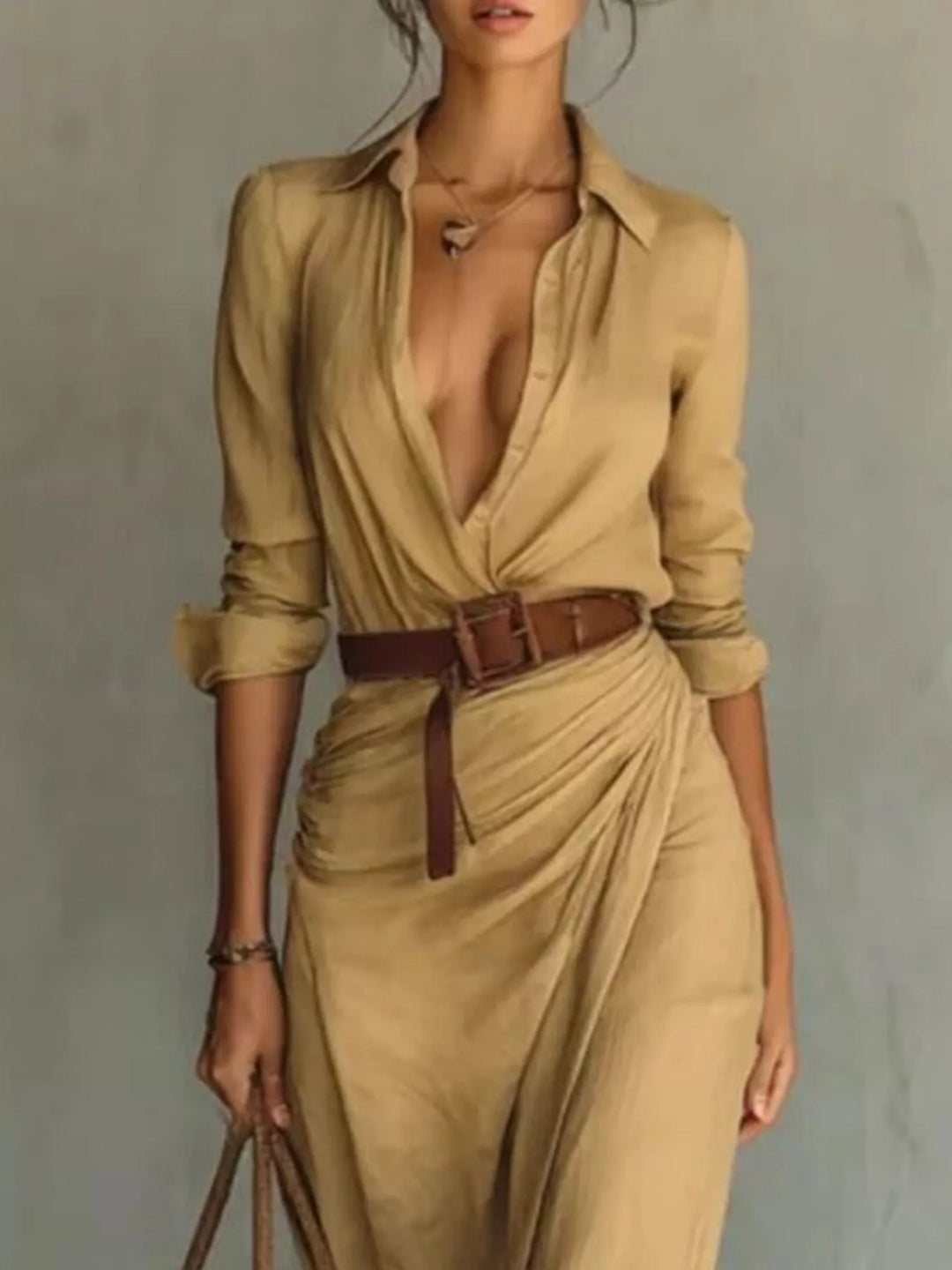 Eleanor | Women’s Belted Long-Sleeve Maxi Dress