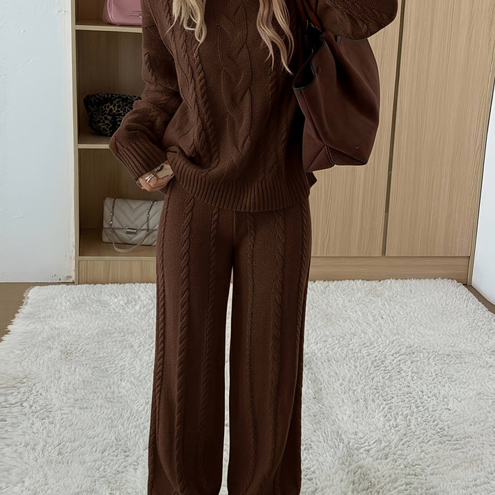 Celine | Cable Knit Two-Piece Trouser Set