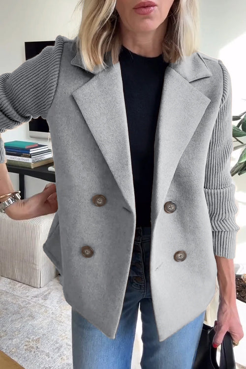 Sienna | Women's Double-Breasted Blazer with Knit Sleeves