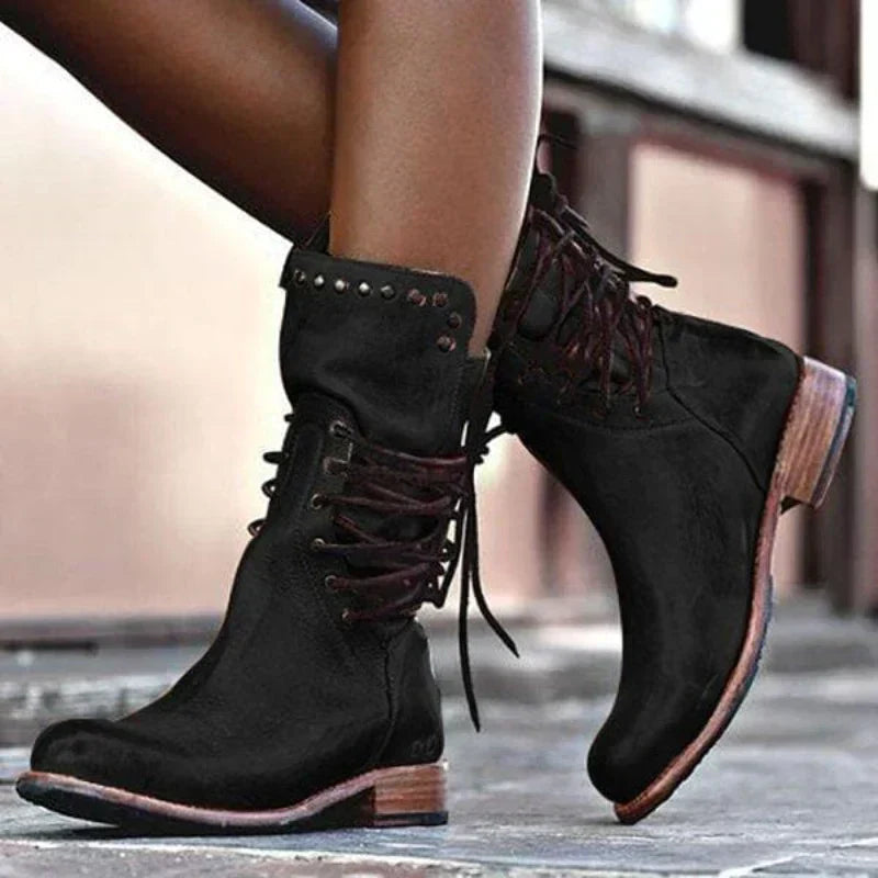 Geraldine | Women's Lace-Up Back Mid-Calf Boots