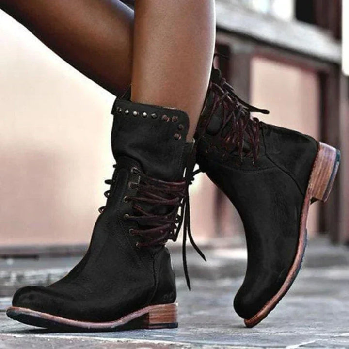 Geraldine | Women's Lace-Up Back Mid-Calf Boots