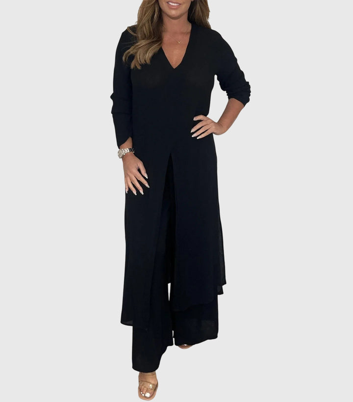 Noemi | Open-Front Cardigan & Wide-Leg Trouser Set