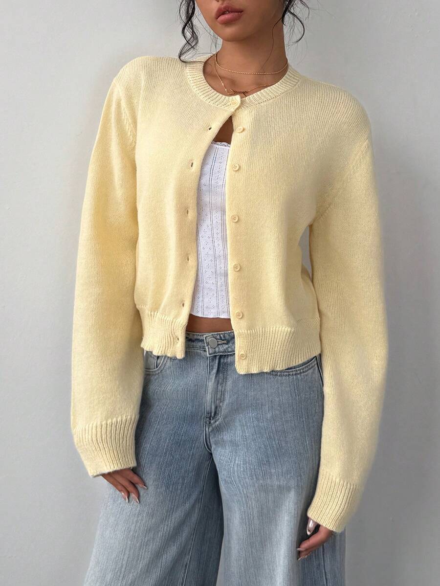 Amelie | Cropped Button-Front Knit Cardigan