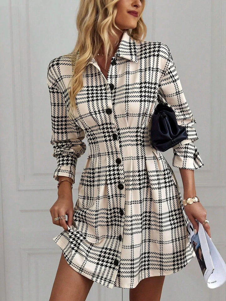 Celeste | Plaid Button-Front Mini Dress