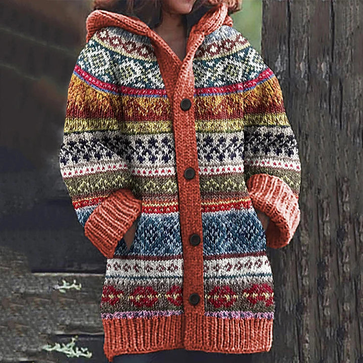 Elowen | Women's Fair Isle Hooded Knit Cardigan