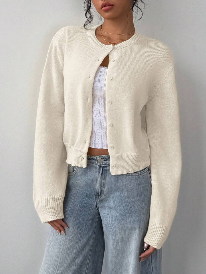 Amelie | Cropped Button-Front Knit Cardigan
