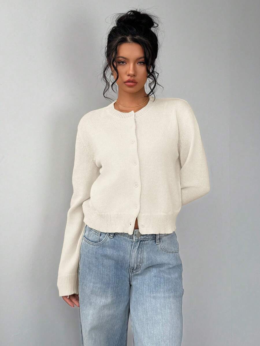 Amelie | Cropped Button-Front Knit Cardigan