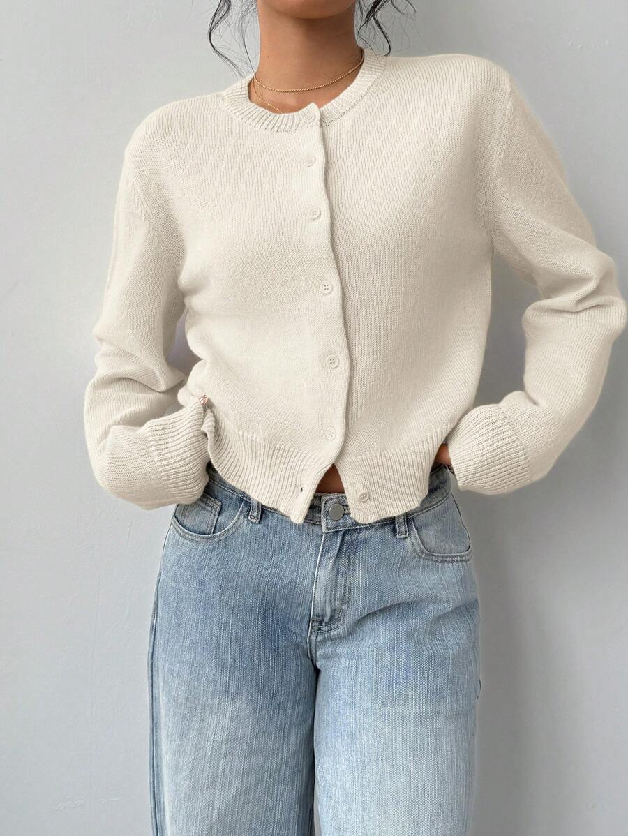 Amelie | Cropped Button-Front Knit Cardigan