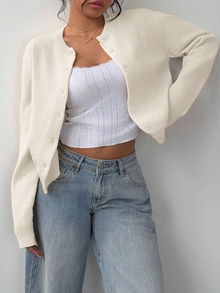 Amelie | Cropped Button-Front Knit Cardigan