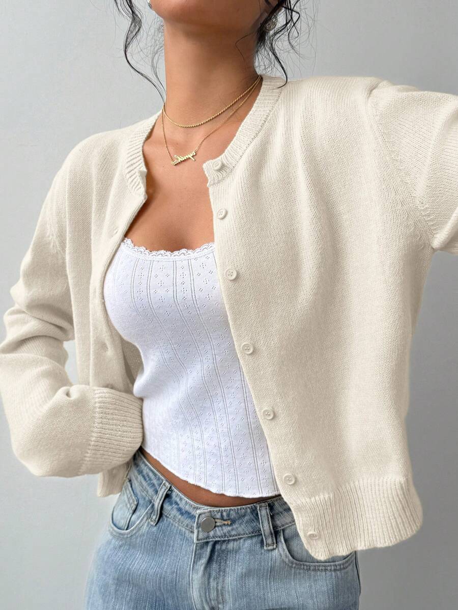 Amelie | Cropped Button-Front Knit Cardigan