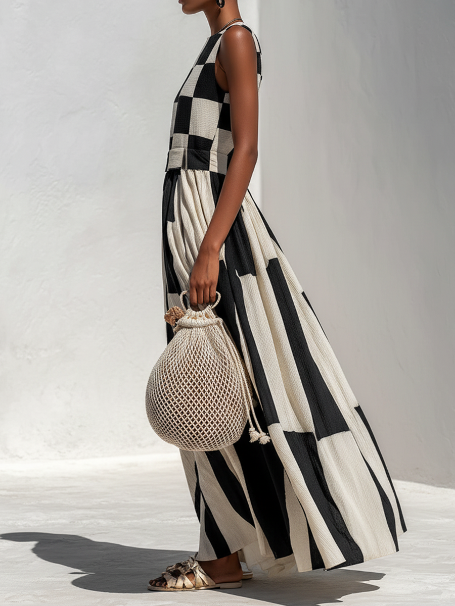 Camille | Women’s Panelled Print Maxi Dress