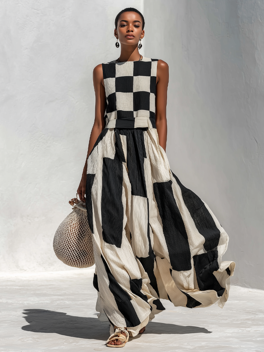 Camille | Women’s Panelled Print Maxi Dress