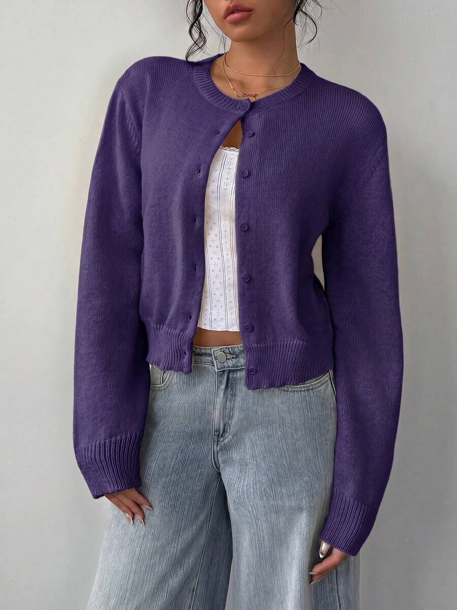 Amelie | Cropped Button-Front Knit Cardigan