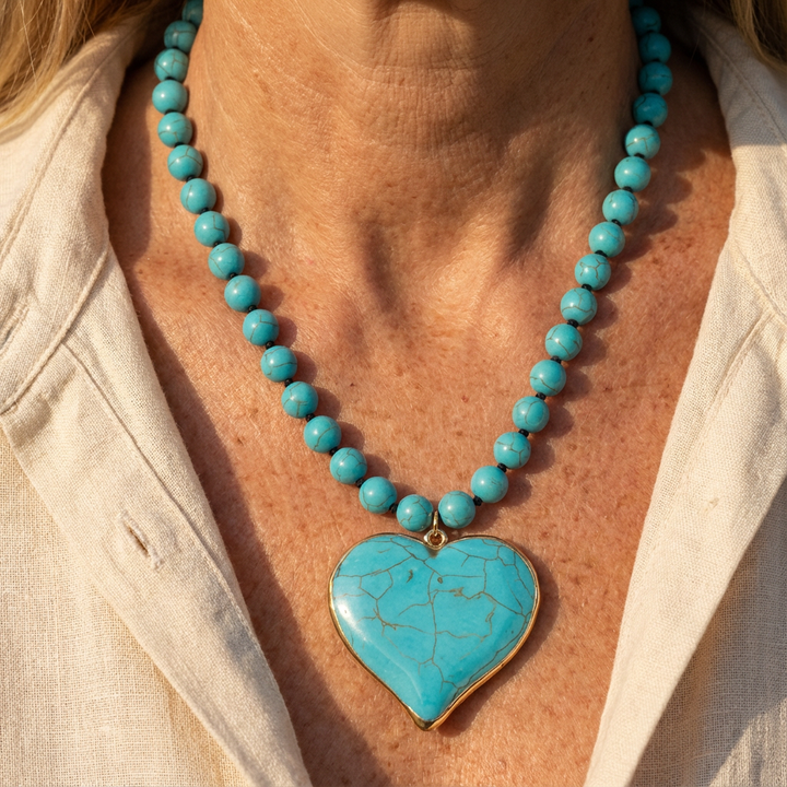 Marina | Turquoise Heart Beaded Necklace