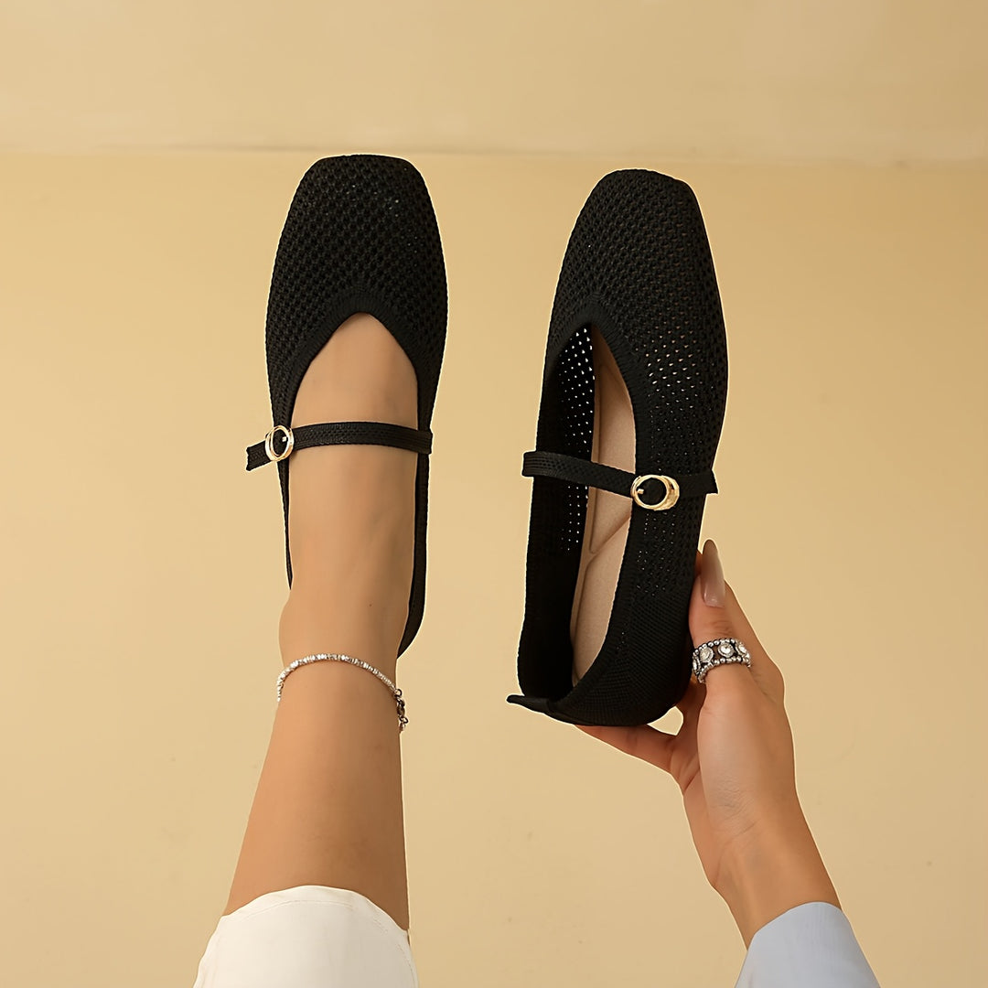 Clara | Women's Strappy Square Toe Ballet Flats