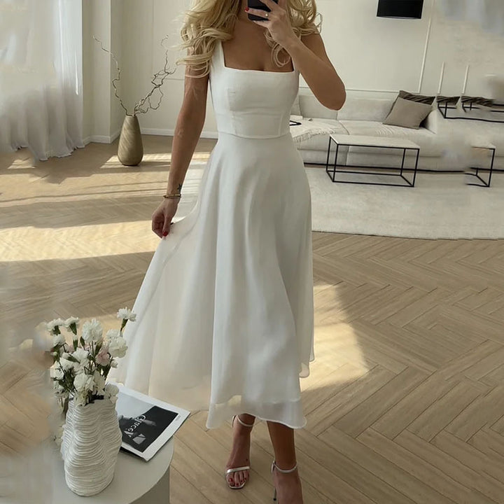 Charlotte | Women’s Sleeveless Square-Neck Midi Dress