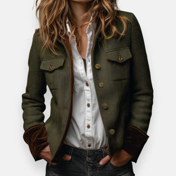 Evelina | Women’s Double-Breasted Herringbone Tweed Blazer