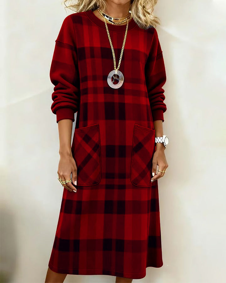 Fleur | Women's Plaid Shift Dress with Pockets