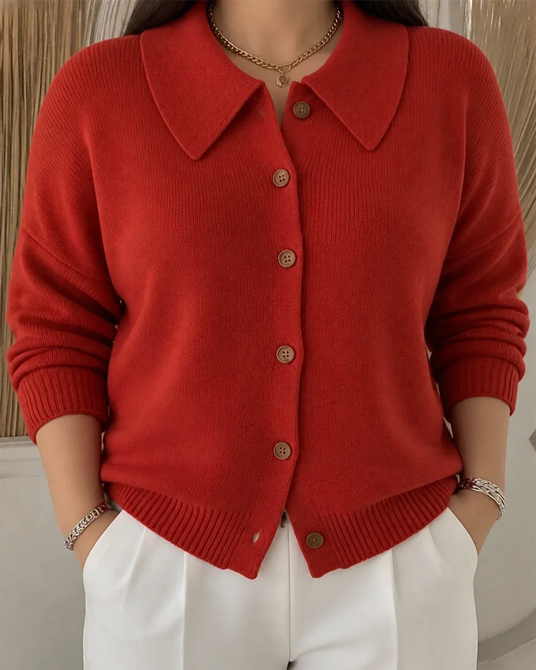 Kezia | Women's Collared Cropped Button Cardigan