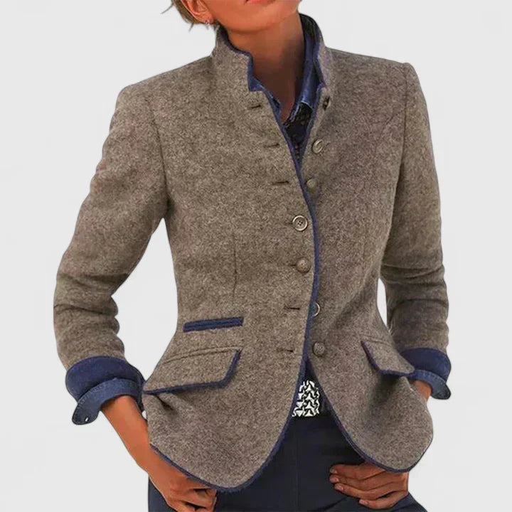 Kitty | Women's Tweed-Look Stand-Collar Jacket