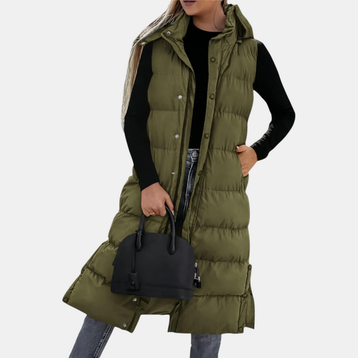 Charlotte | Women's Long Hooded Puffer GiletCharlotte | Women's Long Hooded Puffer Gilet