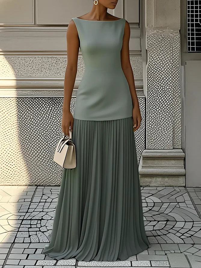 Micaela | Pleated Sleeveless Maxi Dress