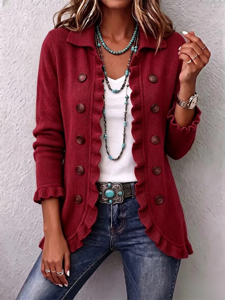 Damaris | Women's Ruffle-Trim Button-Front Knit Cardigan