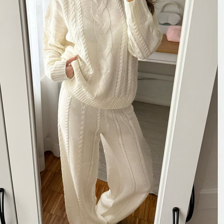 Celine | Cable Knit Two-Piece Trouser Set