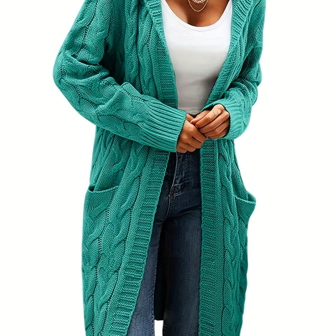 Elowen | Women’s Longline Hooded Cable-Knit Cardigan