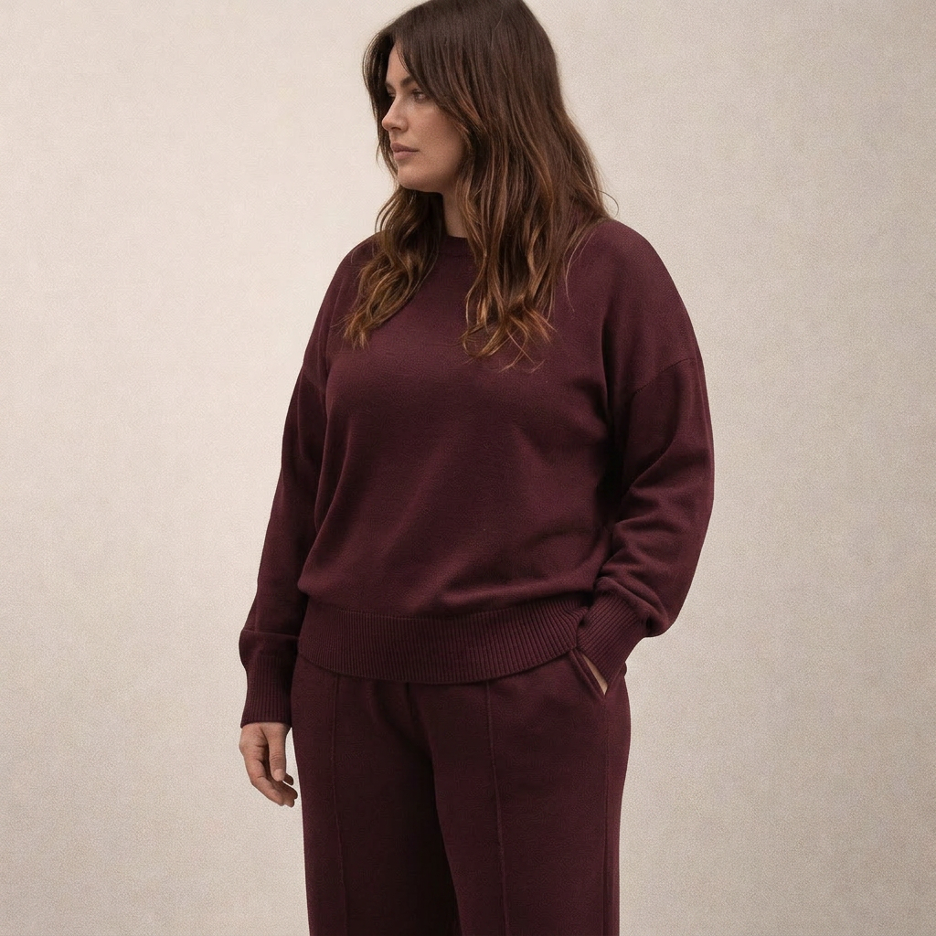Yolanda | Women's Oversized Knit Sweater and Wide-Leg Trouser Set