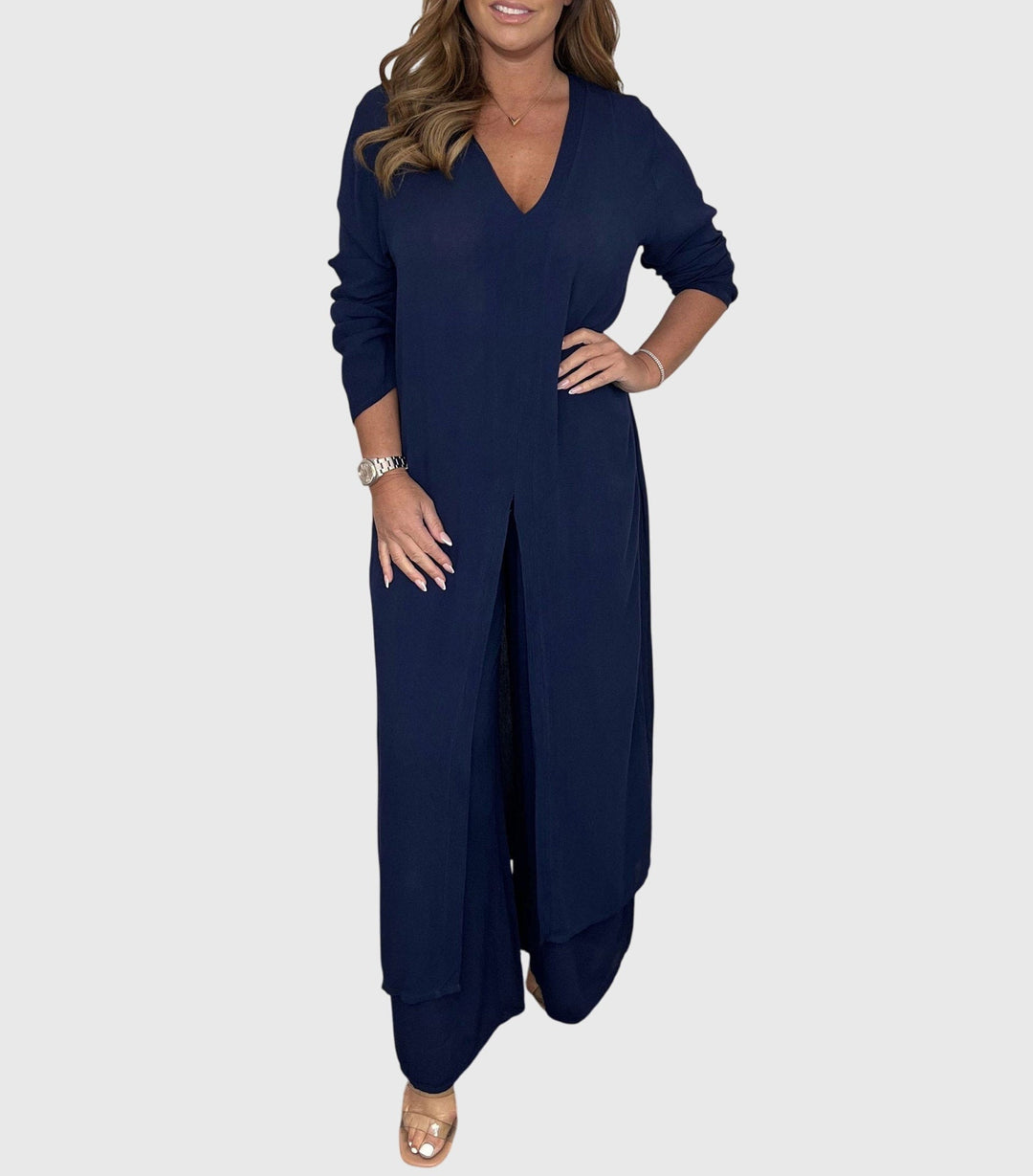 Noemi | Open-Front Cardigan & Wide-Leg Trouser Set
