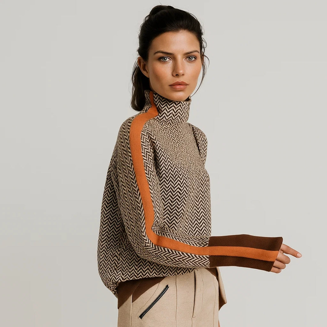 Aurelia | Women's Striped High-Neck Jumper
