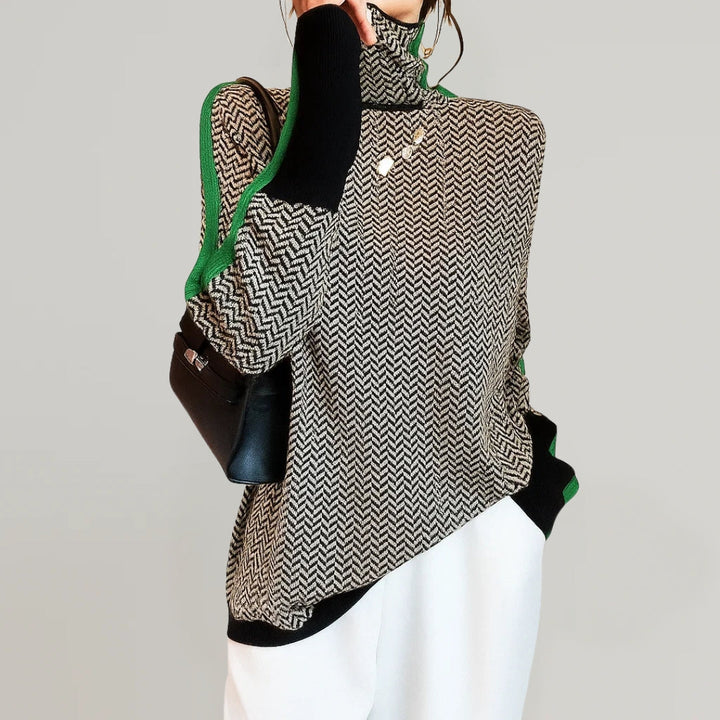 Aurelia | Women's Striped High-Neck Jumper