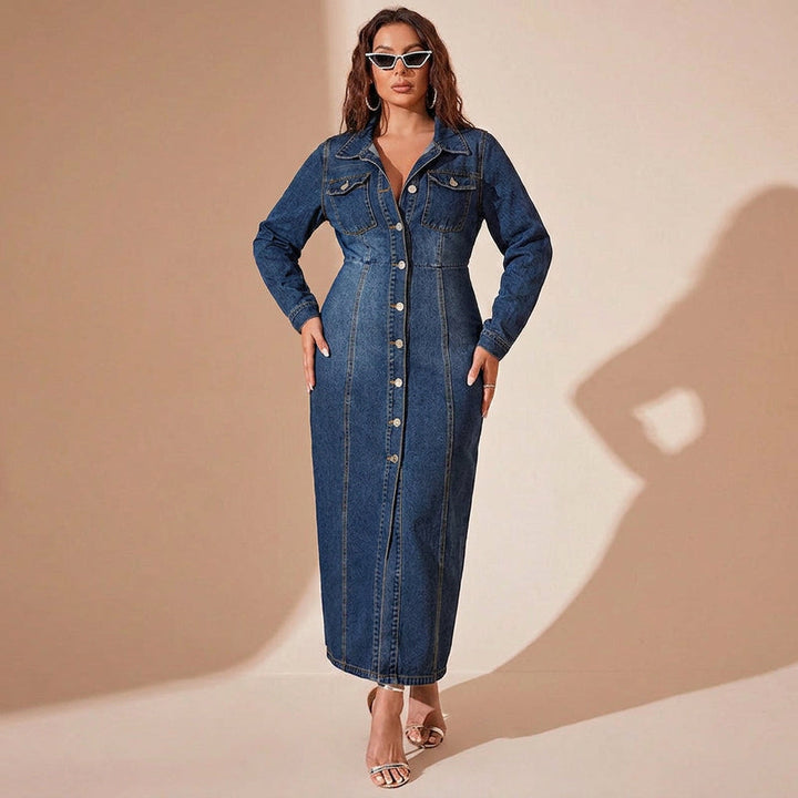 Morwenna | Women's Long Denim Cardigan Dress