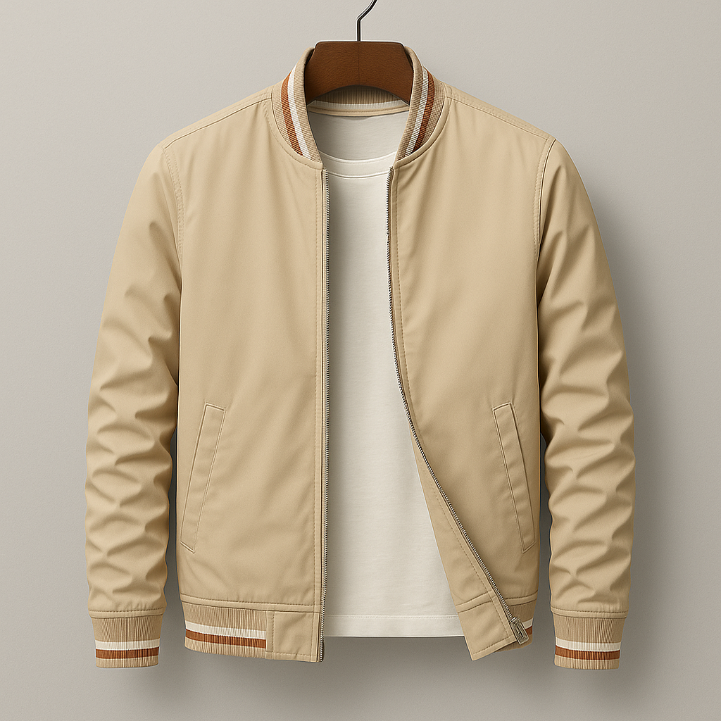 Calder | Striped Ribbed Zip Jacket
