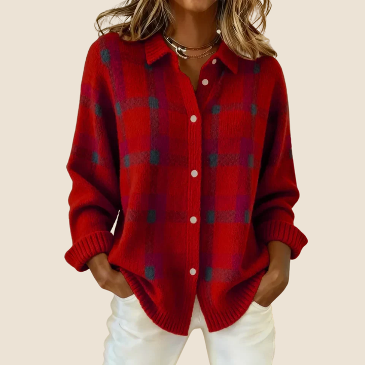 Celeste | Retro Check Knit Sweater