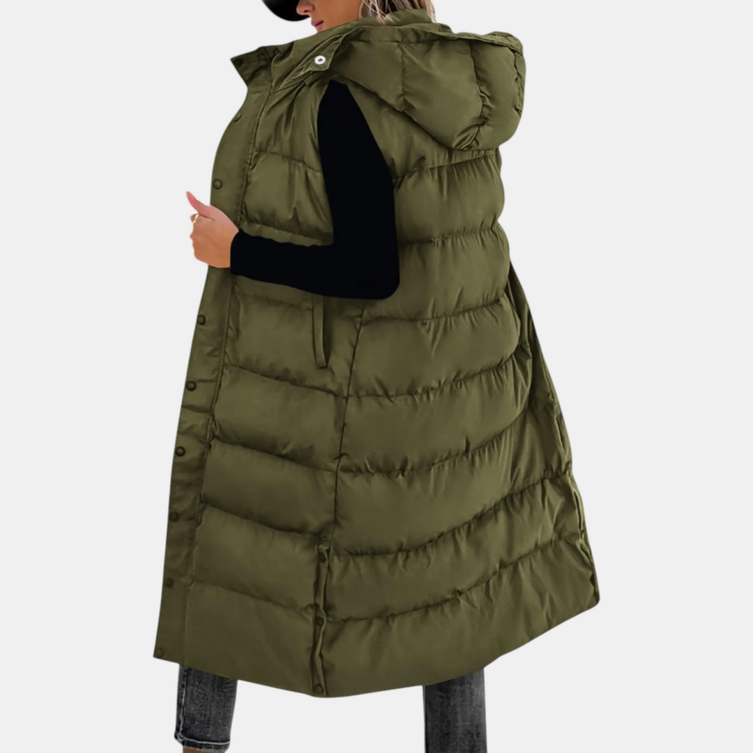 Charlotte | Women's Long Hooded Puffer GiletCharlotte | Women's Long Hooded Puffer Gilet