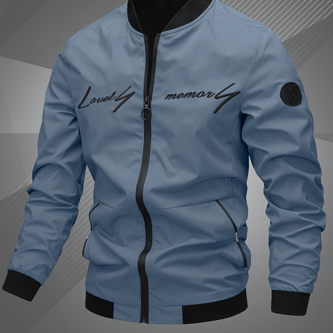 Elliot | Men’s Zip Bomber Jacket with Embroidered Detail