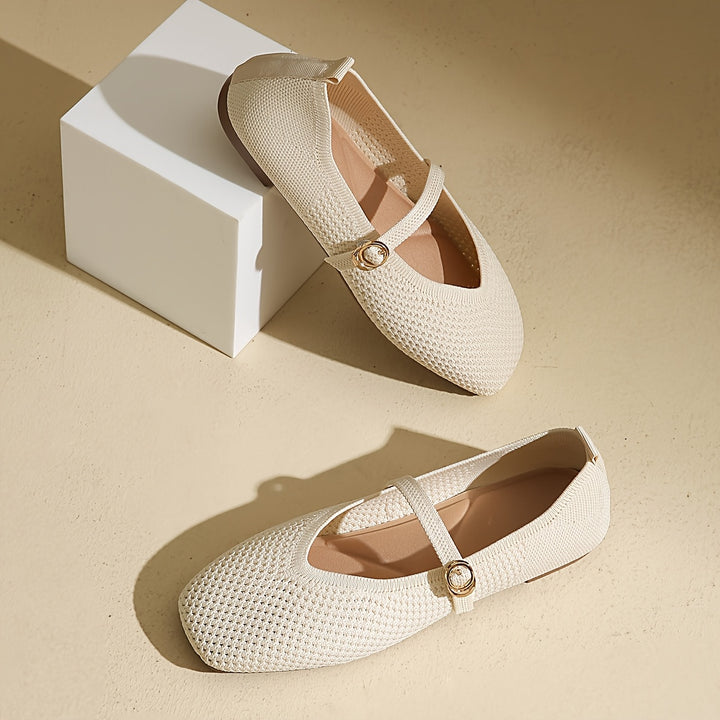 Clara | Women's Strappy Square Toe Ballet Flats