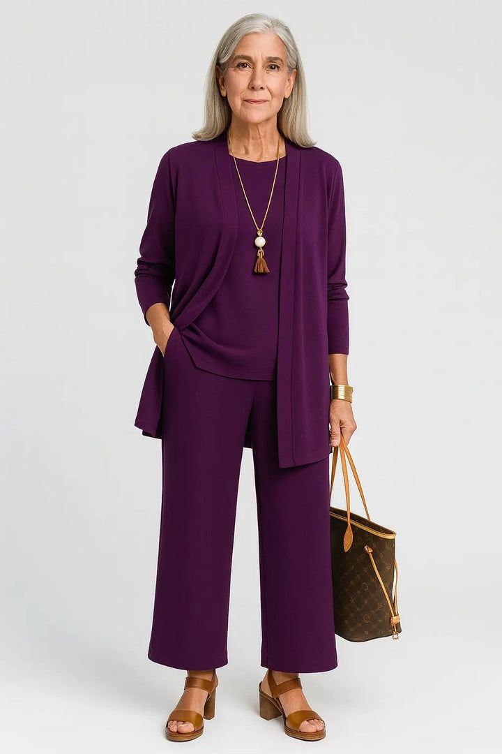 Henrietta | Women’s 3-Piece Longline Jacket, Top & Wide-Leg Trouser Set