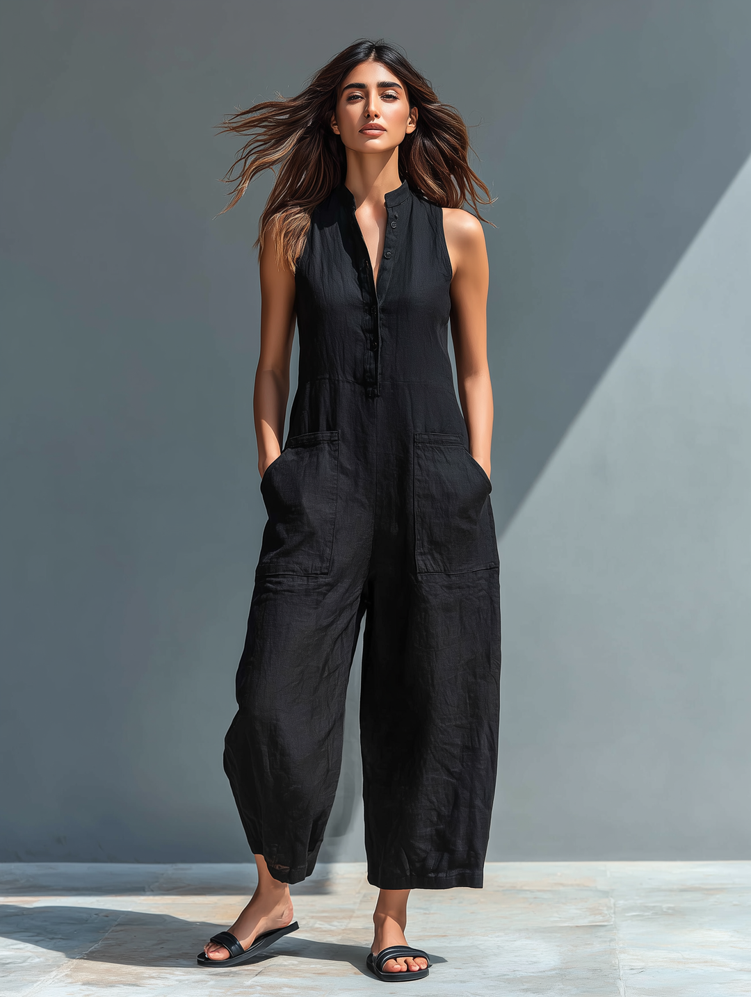 Seraphina | Women’s Sleeveless Linen-Blend Jumpsuit